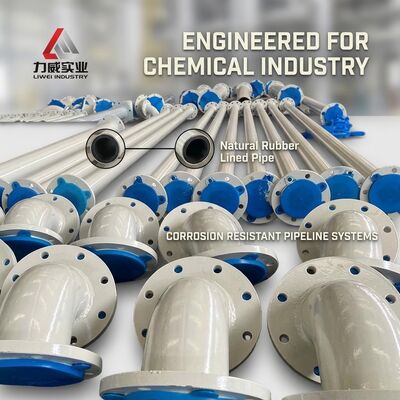 Resistensi Abrasi Tinggi Pipa Karet tahan korosi Mengintegrasikan Bahan Lining Karet Alam Neopren EPDM Nitrile Untuk Industri Kimia