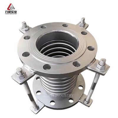Kompensator Logam Bergelombang Berflensa DN200 PN16 Desain Batang Batas Ansi B16.5 Diuji Hidrostatik Untuk Pipa Baja